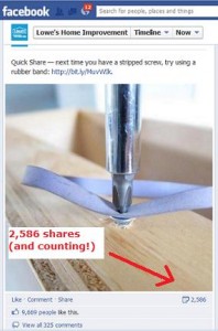 Lowe's "Quick Share" on Facebook